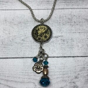 Two sides boho style peace dove charm pendant necklace